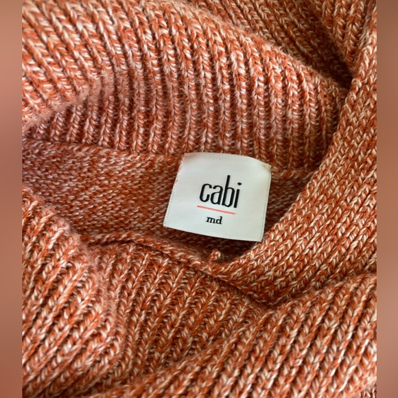 CABI sweater pumpkin orange, 1/2 dolman sleeves, split wide mock turtleneck, M - Picture 11 of 11